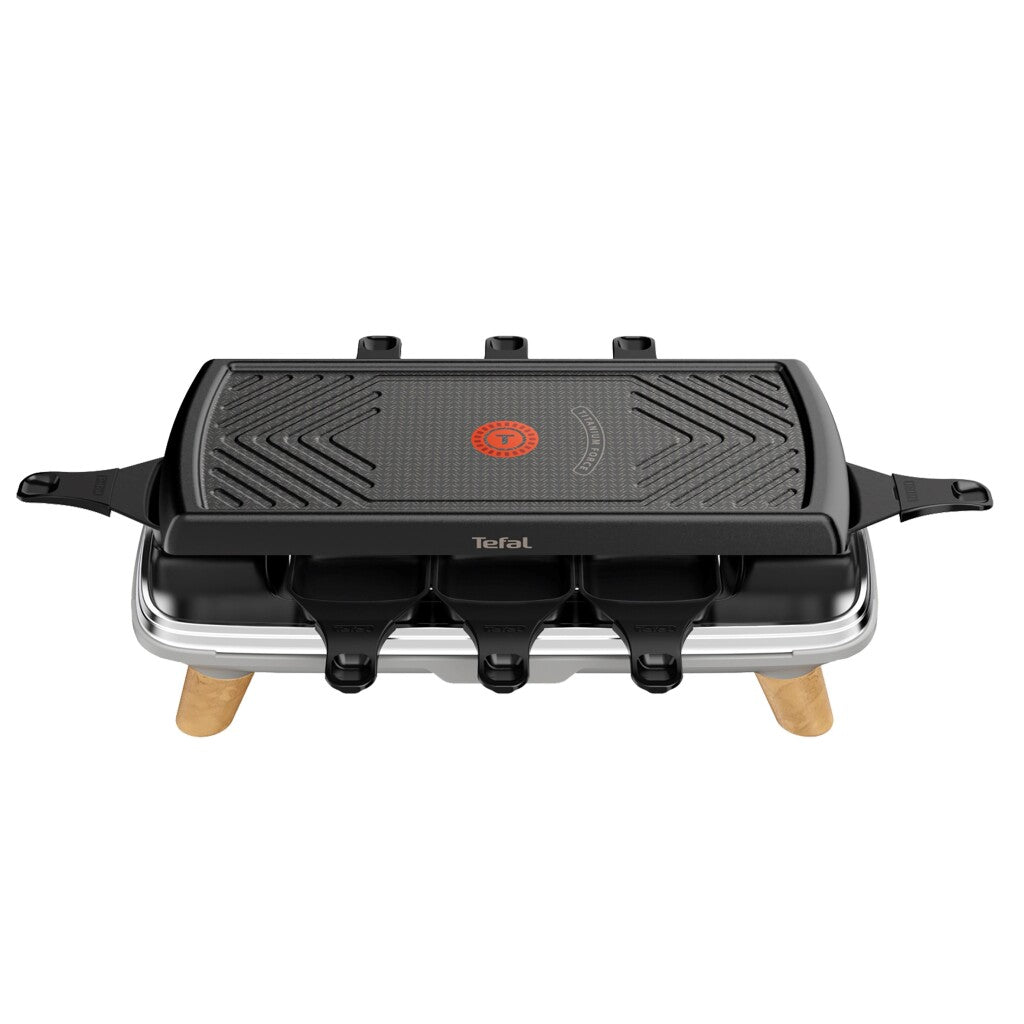Tefal re610d 3i1 8-personers raclette sort rustfrit stål træ