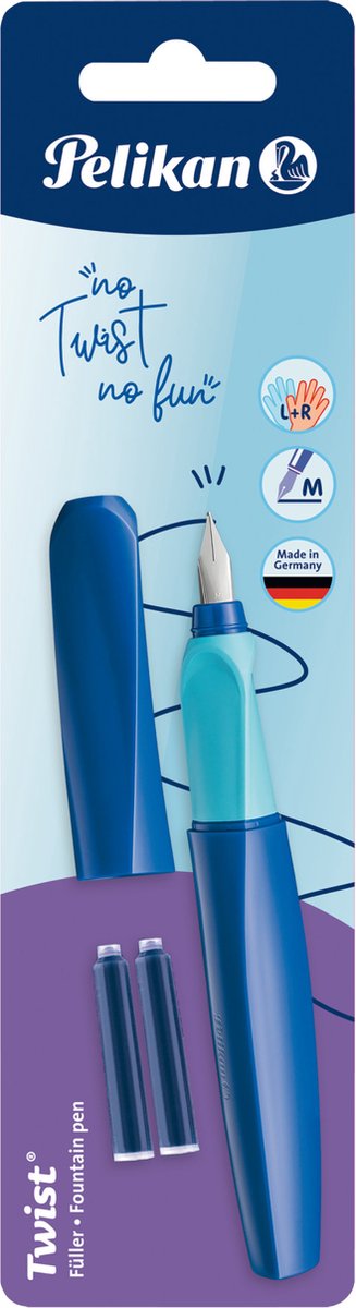 Pelikan twist - fyldepen - dyb blå m + 2x standard blækpatron