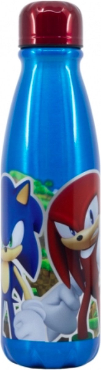 Stor sonic the hedgehog aluminium drikkekop drikkeflaske - 600 ml