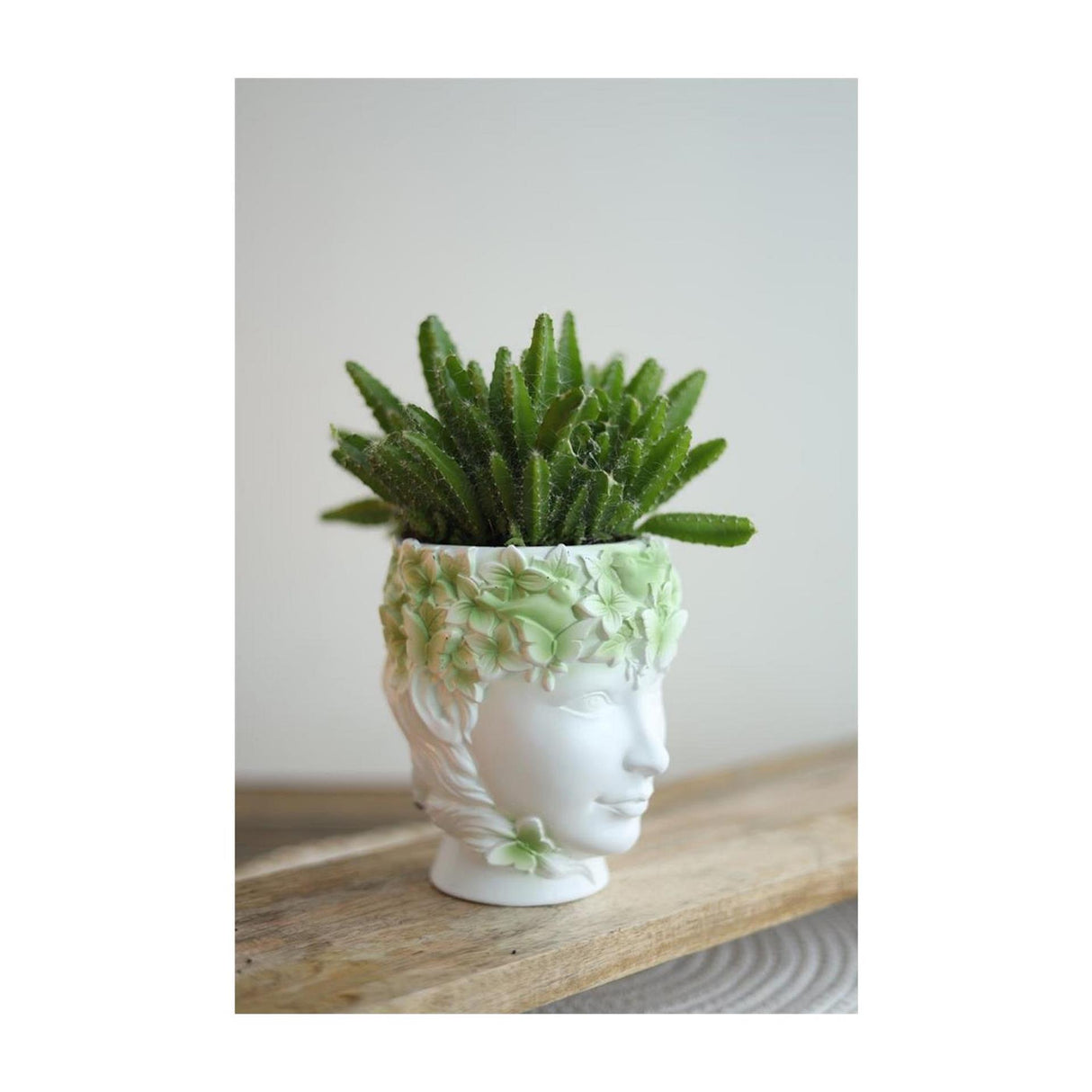 Idéer 4 årstider urtepotte dame naturansigt 14x12xh14,5cm grøn