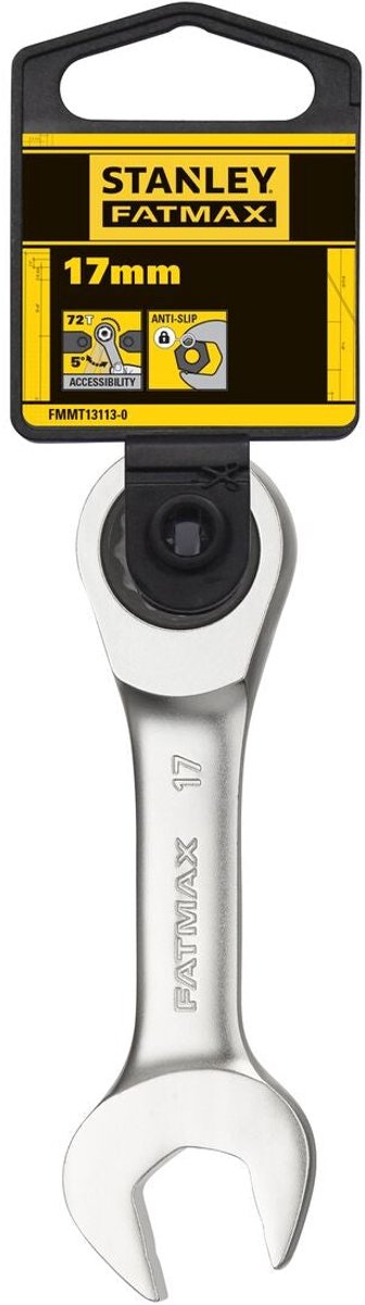 Stanley - fatmax stubby kombinationsnøgle med skralde 17mm - åben nøgle - skruenøgleværktøj - 1 stk.