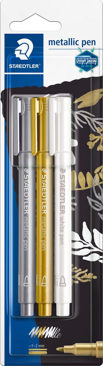 Staedtler metallic pen - blister guld, sølv, hvid