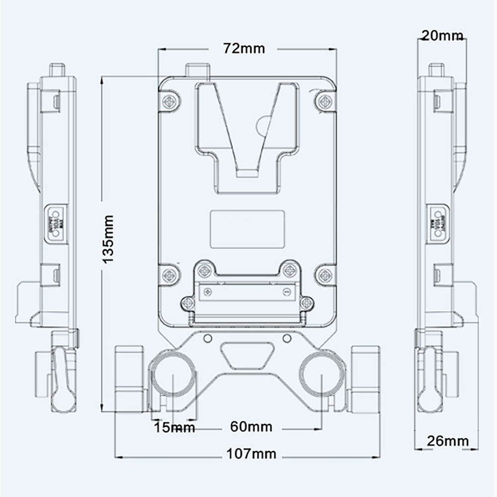 Rolux mini v-mount batteriplade rl-ac13s