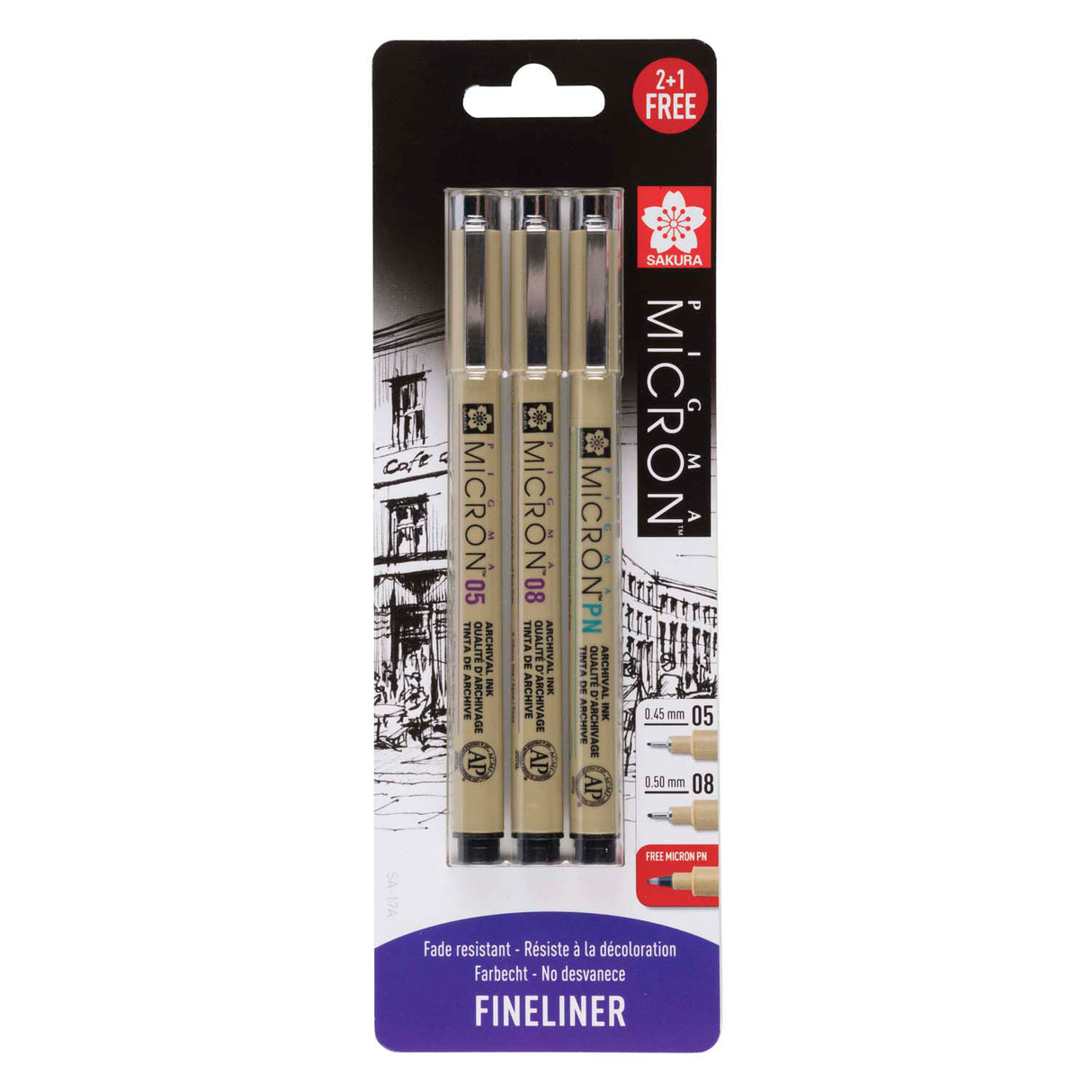 Sakura blisterkort pigma micron 3 stk