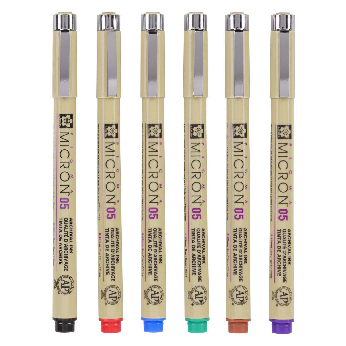 Sakura pigma micron 05 penalhus med 6 grundfarver
