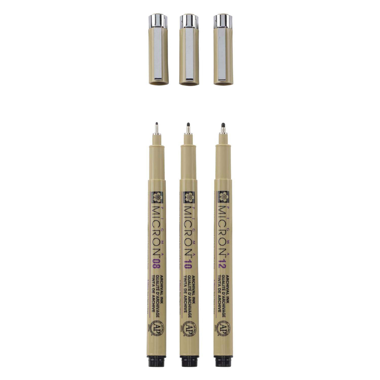 Sakura pigma micron penalhus 3 fineliners sort 08-10-12 bred