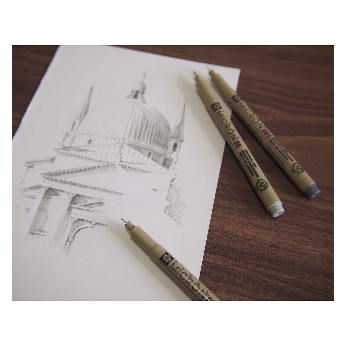 Sakura pigma micron 05 fineliner sæt, 3 kuglepenne, sort-grå