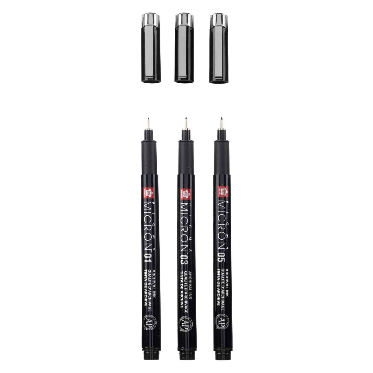 Sakura pigma micron black edition sæt og gratis etui, 3 stk