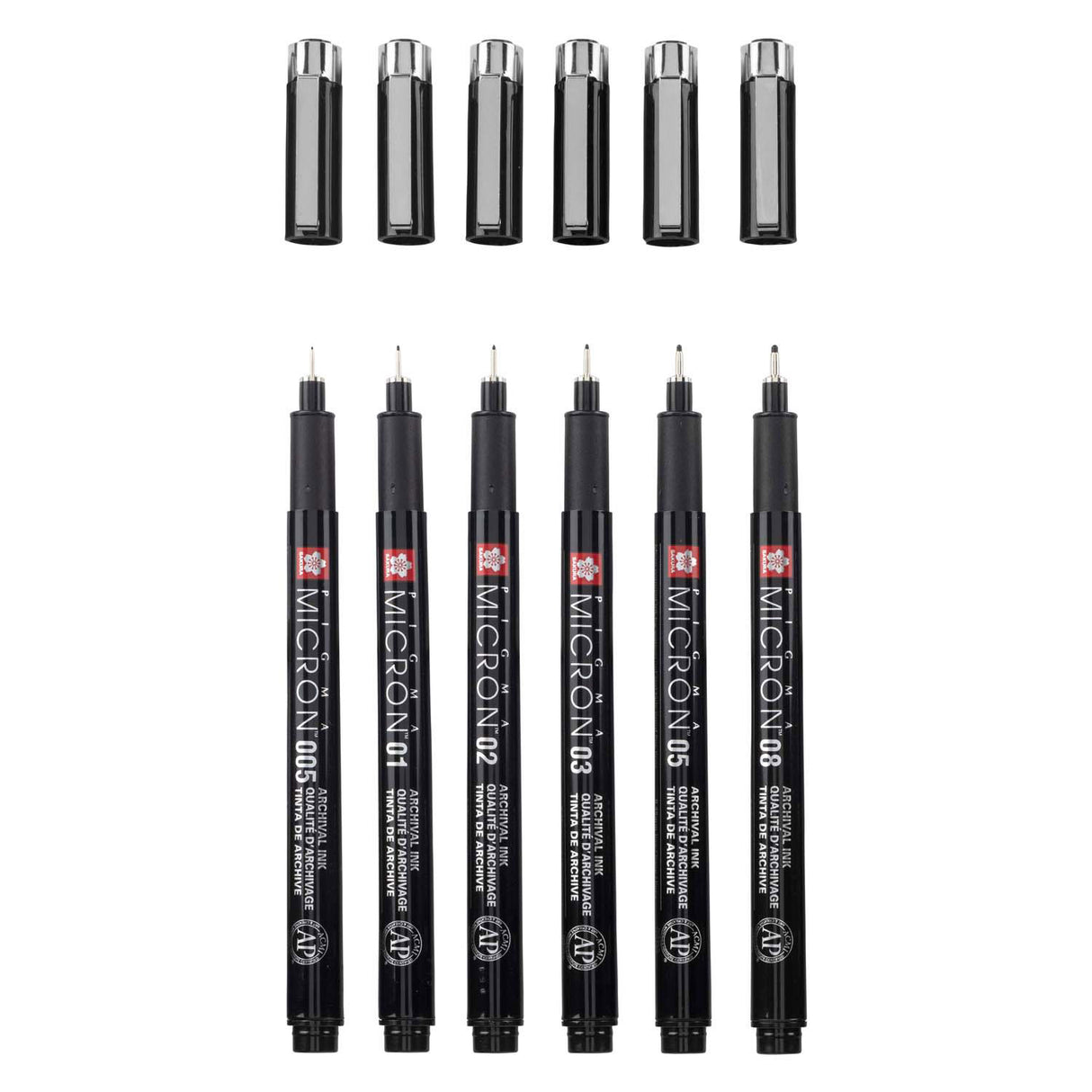 Sakura pigma micron black edition sæt og gratis etui, 6 stk