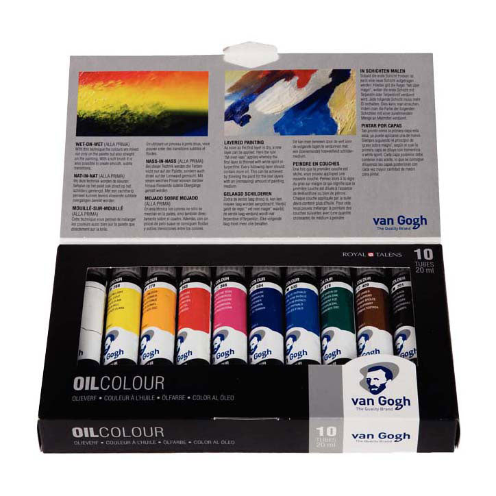 Bruynzeel van Gogh oliemaling grundsæt med 10 farver i 20 ml tuber