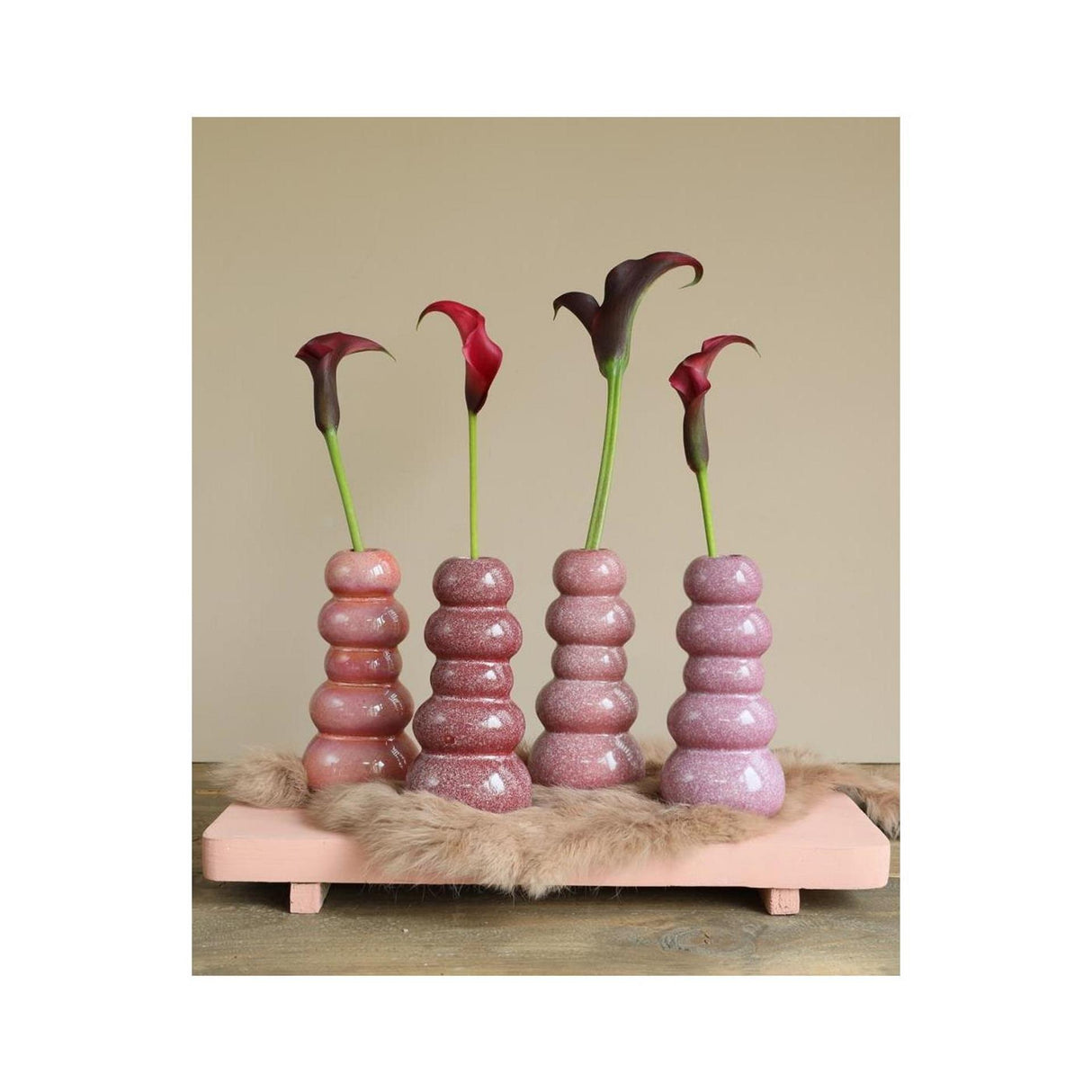 Idéer 4 sæsoner pebble vase h15xã˜7cm pink 4ass farver