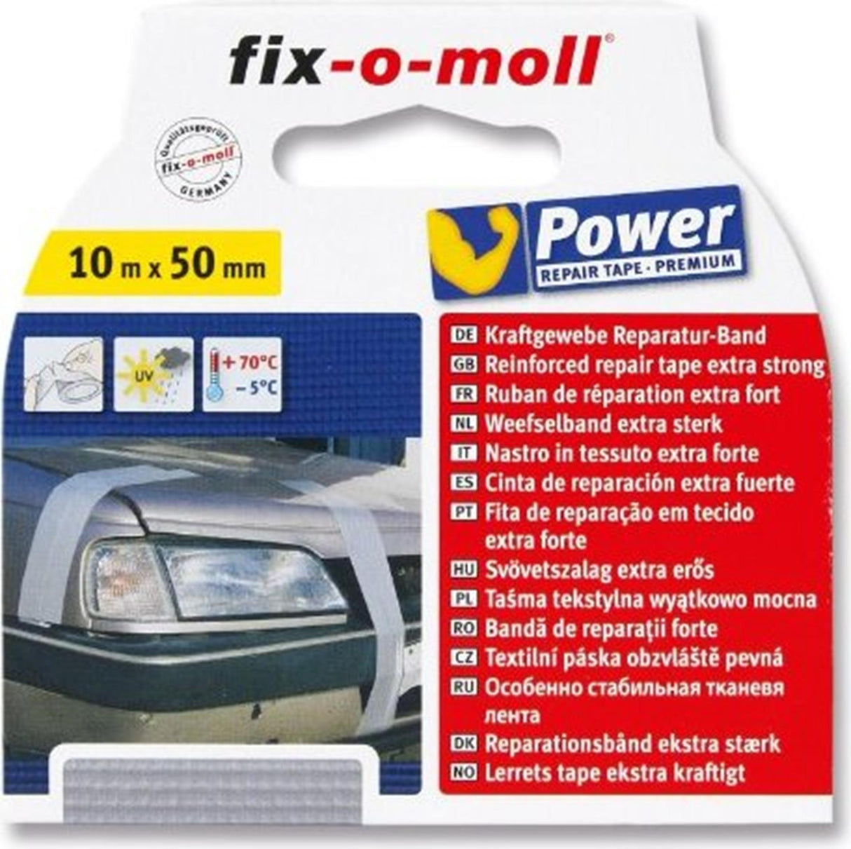 Fix-o-moll stoftape grå 10mx50mm