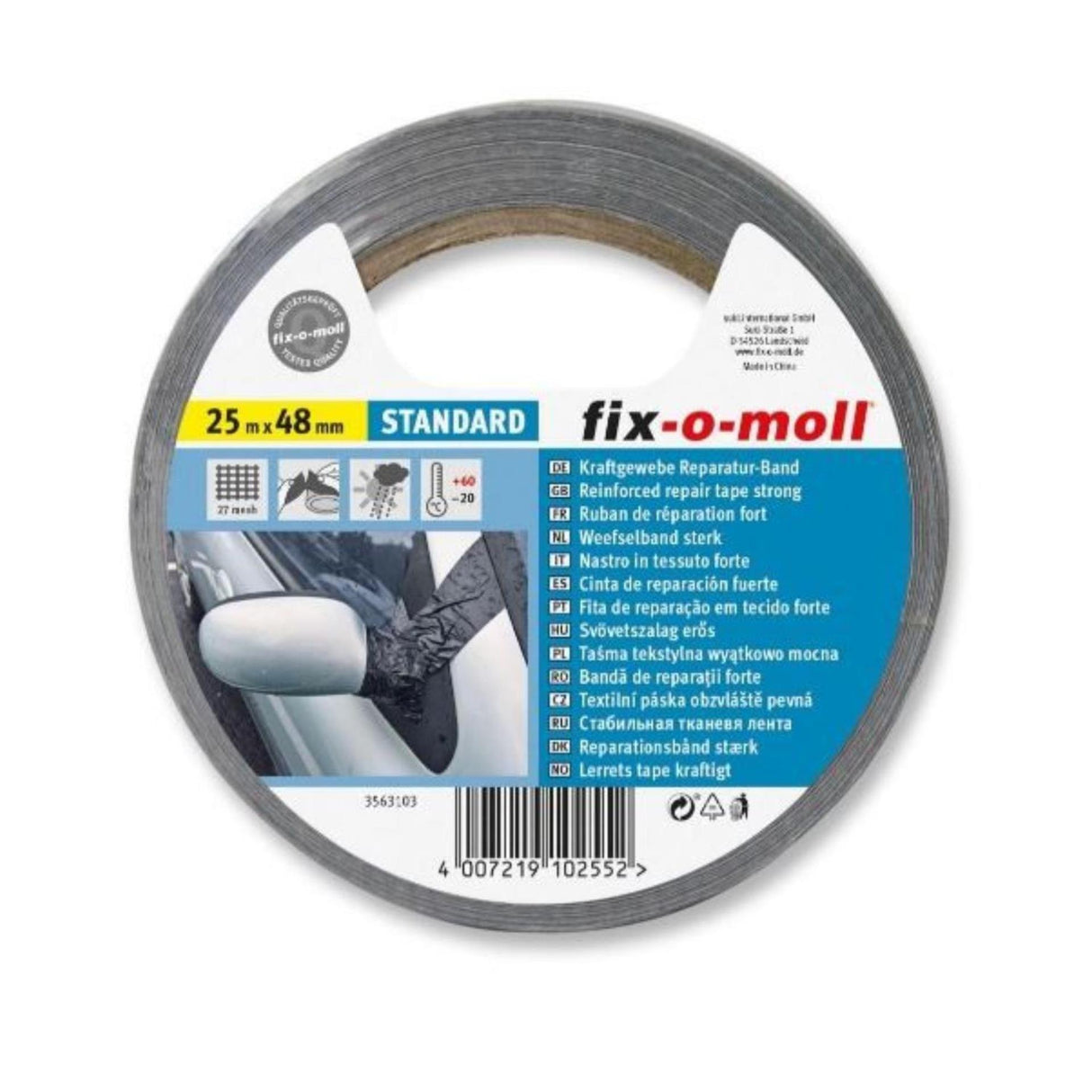 Fix-o-moll universal power bånd 25mtrx48mm grå