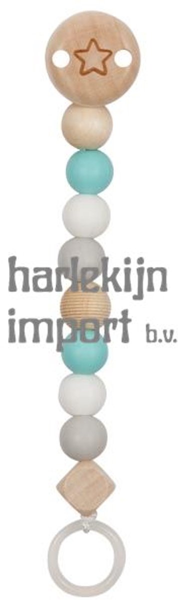 Goki Wood Pacifier Chain Star Blue