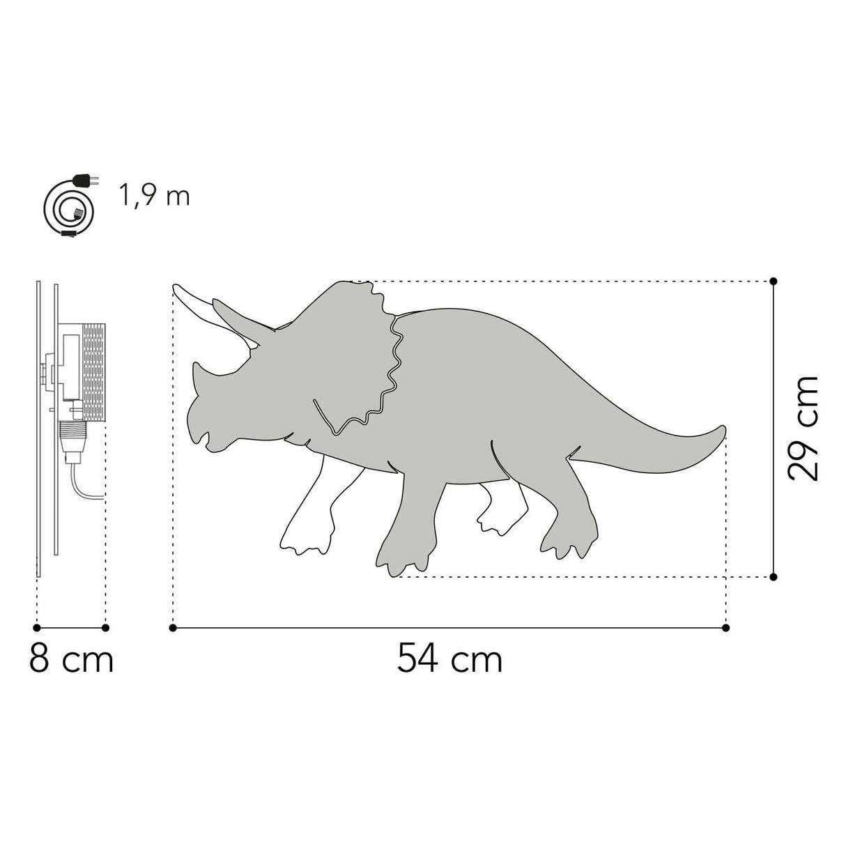 Fra Tjalle og Jasper - dino væglampe triceratops - træ
