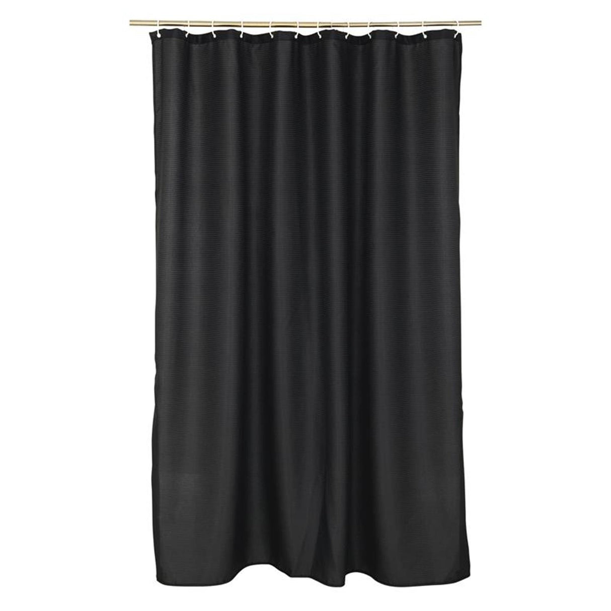 Wicotex badeforhæng jacquard tekstil 100% polyester 180x200cm sort komplet med hængende ringe