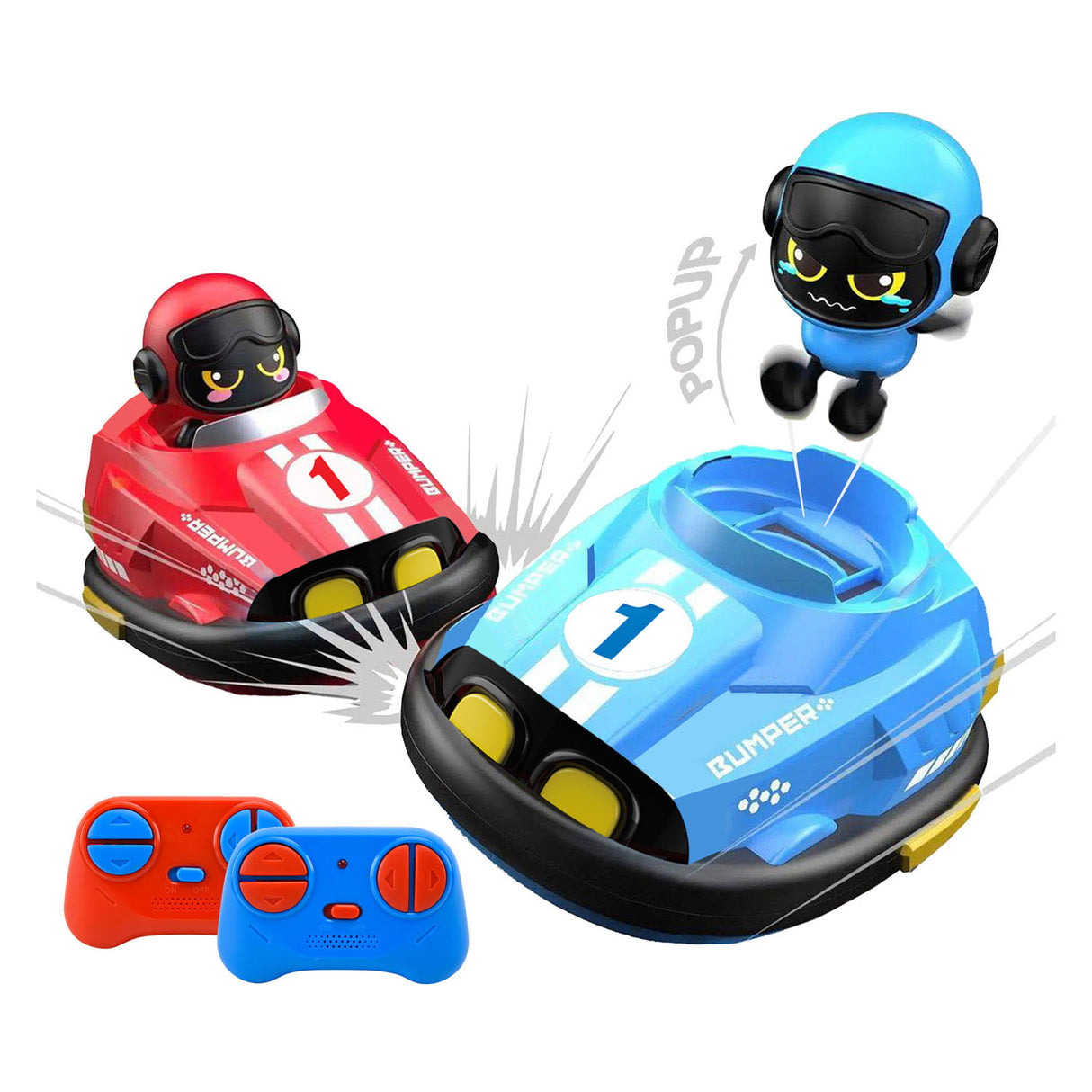 Gear2play RC Crazy Bumper Cars Duo Sæt - Kontrollerbare Bumper Cars - Tag på en Crash Duel!