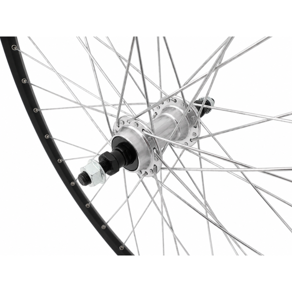 Achterwiel 28'' aluminium zac 2000 zwart geslepen velg - freewheel - vaste as