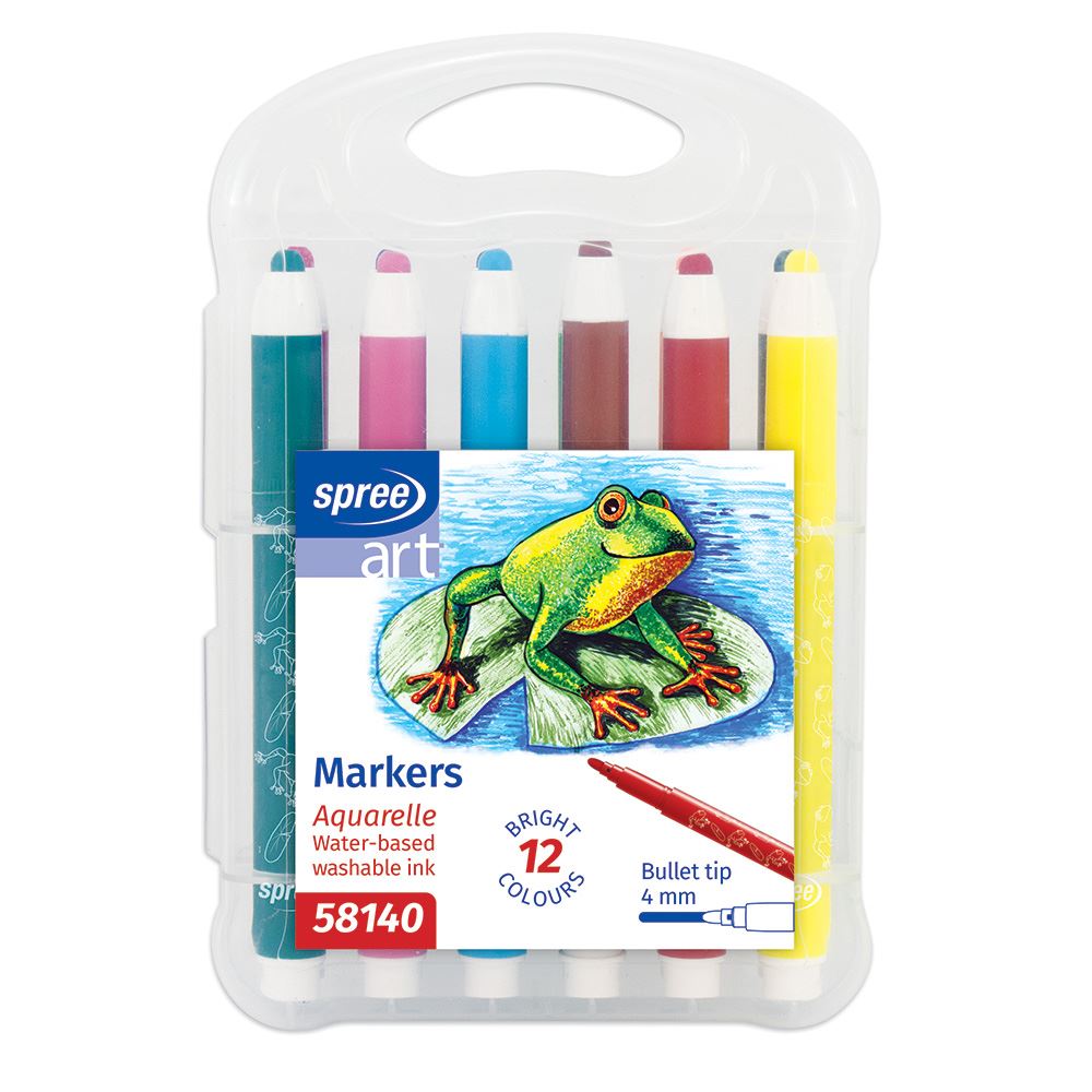 Marker kunst, 12 farver. 4 mm. pp boks