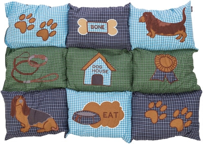 Trixie hundepude patchwork blågrøn
