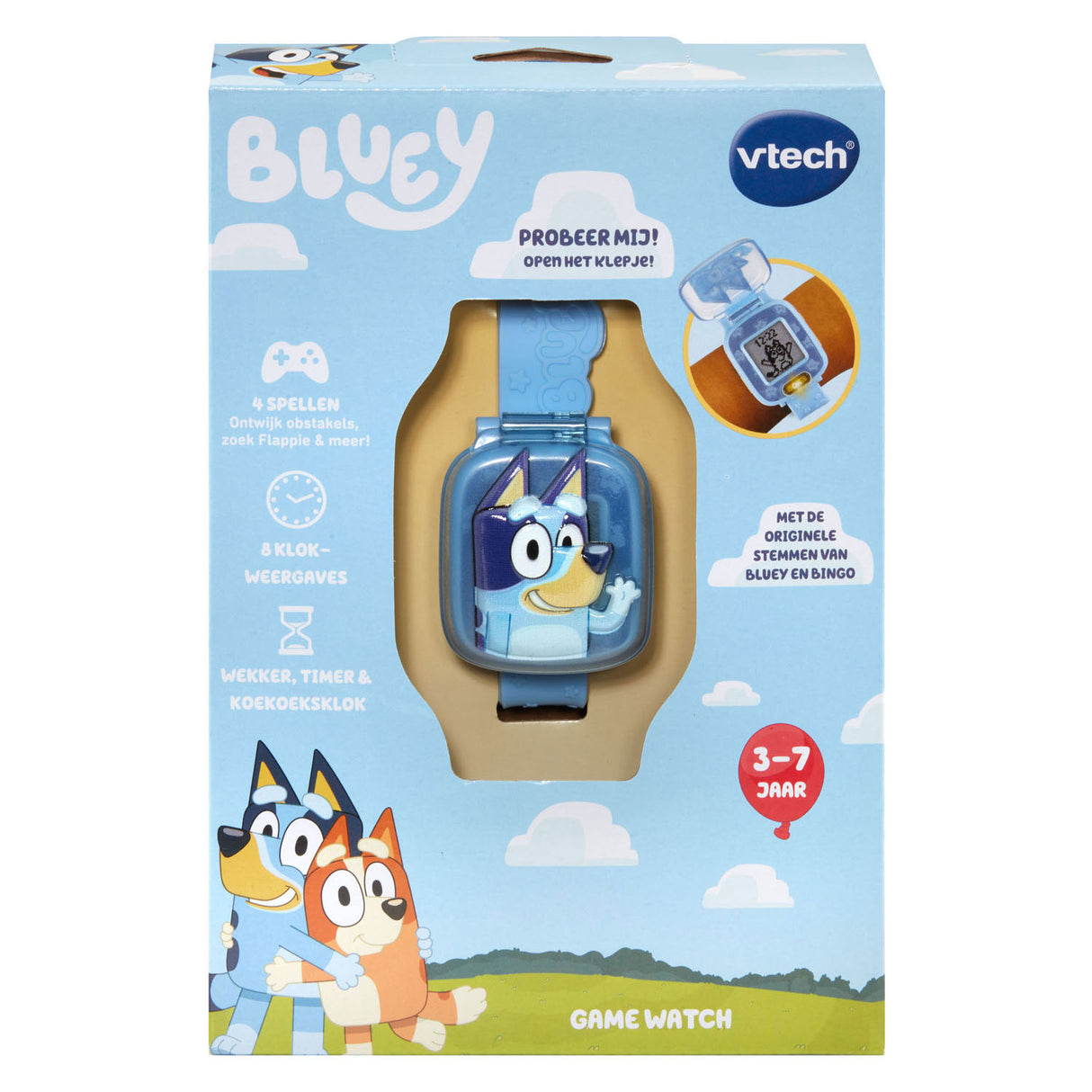 Vtech bluey læringsur - originale stemmer fra bluey bingo - pædagogisk legetøj - spil spil - lær at fortælle tiden - fra 3 til 7 år