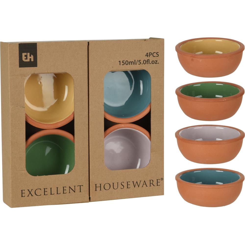 Fremragende husholdningsartikler tapas skål terracotta 4-delt
