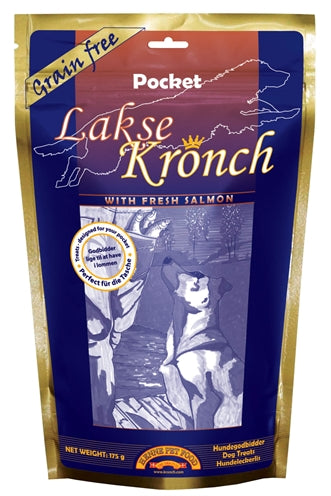 Kronch 76% laks snacks lommer