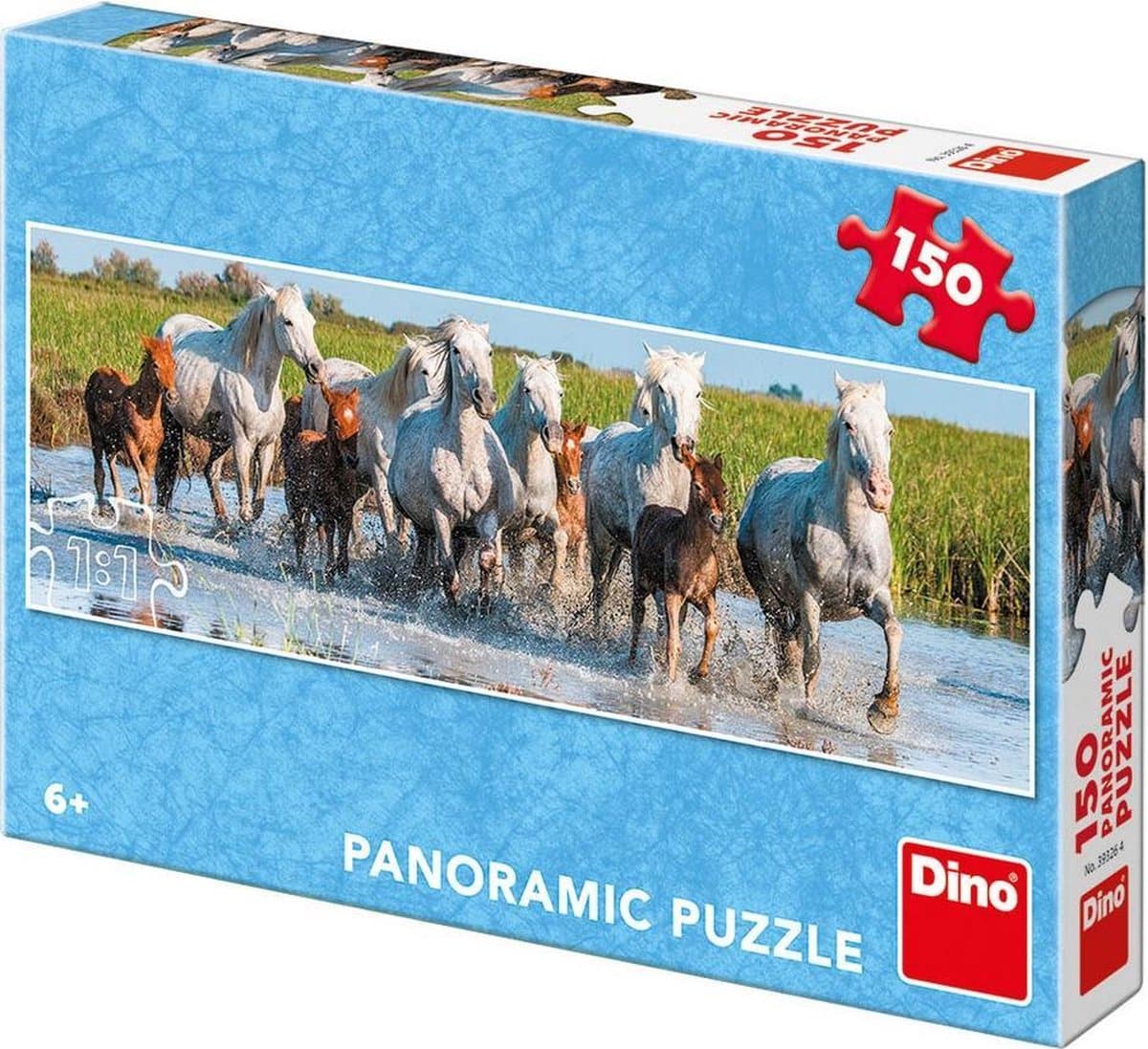 Dinotoys dino puslespil - panorama af heste i vandet - 150 brikker