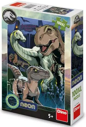 Dinotoys dino neon puslespil af dinosaurer 100 xl brikker
