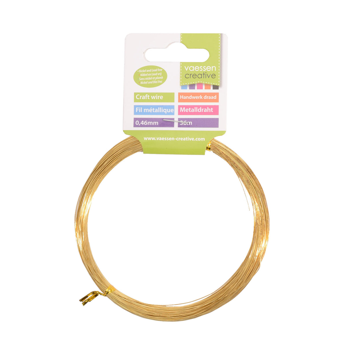 Vaessen creative • håndværkstråd 36m 0,46 mm guld