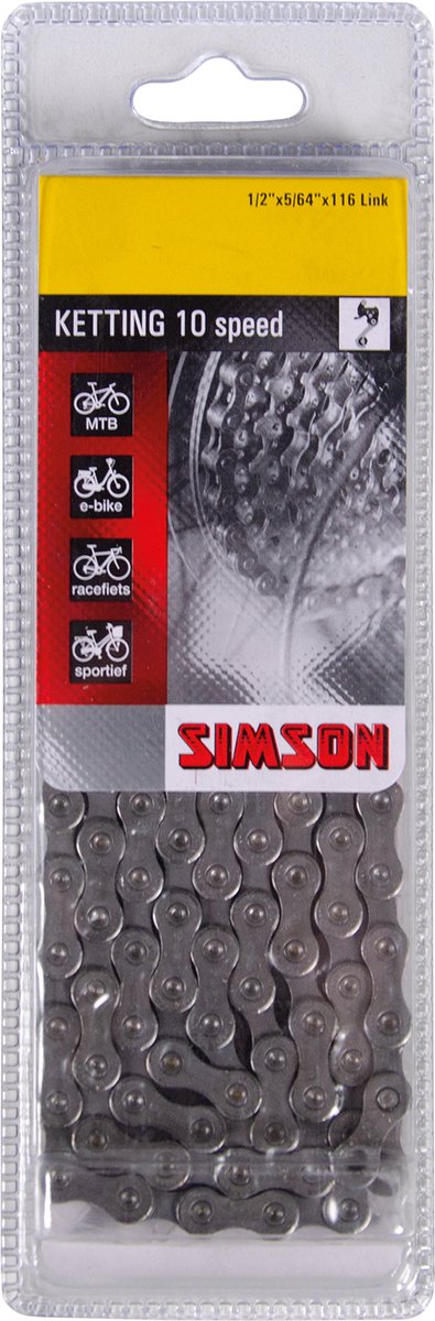 Simson Ketting Derailleur 10-cykelkæde 10-trins, anti-rustbelægning, 116 links, 1 2 x5 64