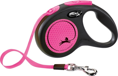Flexi tilbagetrækkelig linje ny klassisk neon tape sort pink