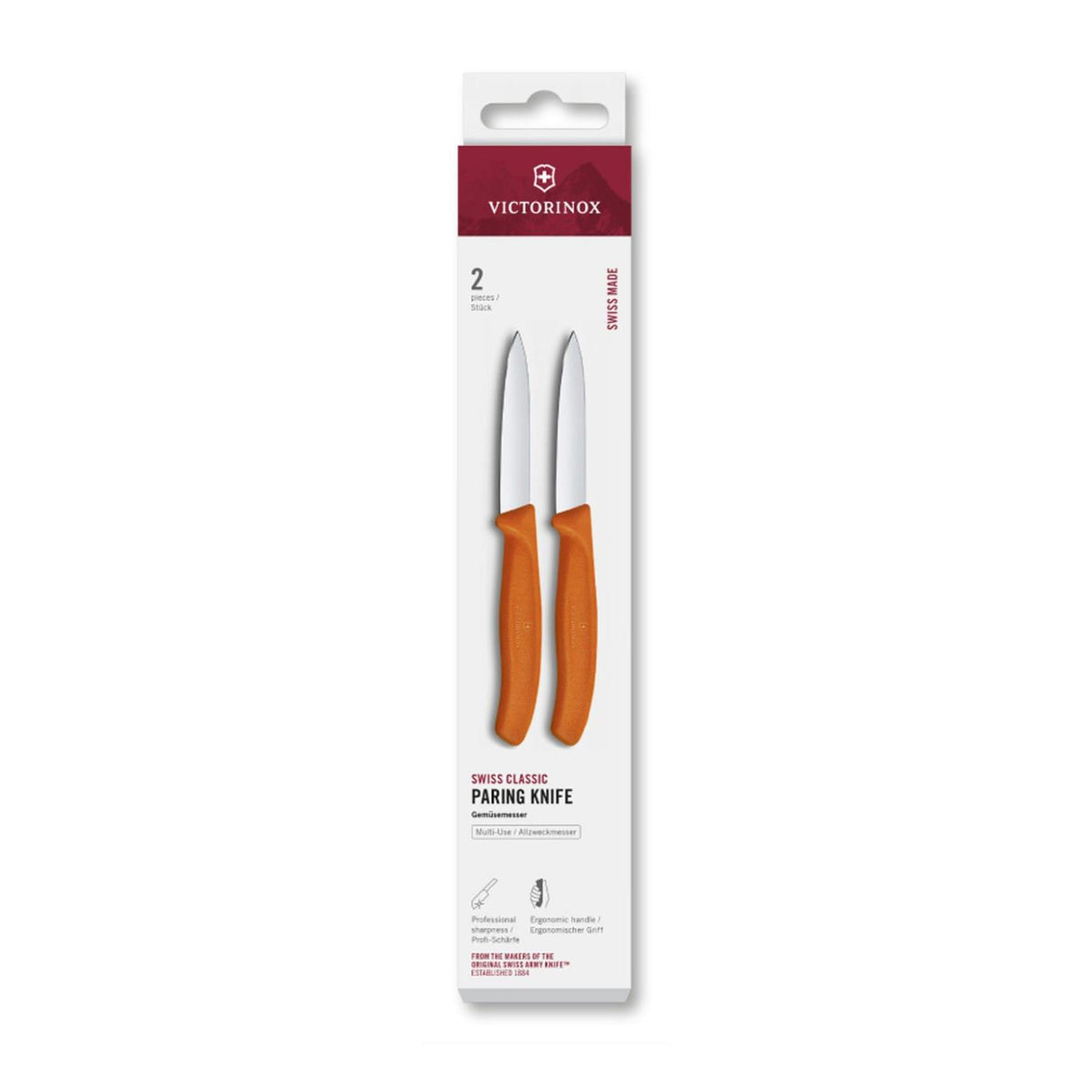 Victorinox skrællekniv 2 stykker orange glat spids 8cm