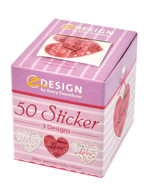 Avery av-56813 deco mærkat æske hjerter 3 designs