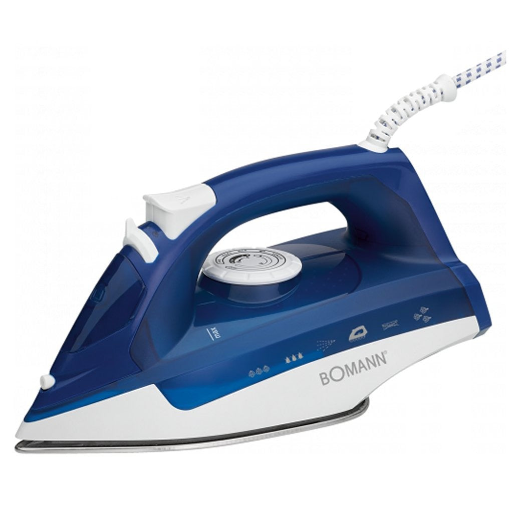 Bomann db 6004 cb dampstrygejern 2200w 250ml blå hvid