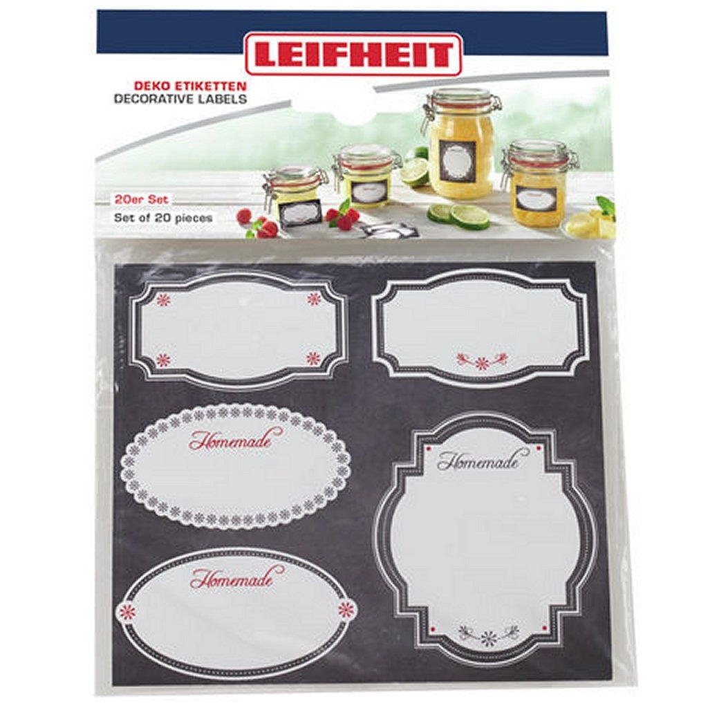Leifheit 3218 selvklæbende deco-etiketter 20 stk sort og hvid