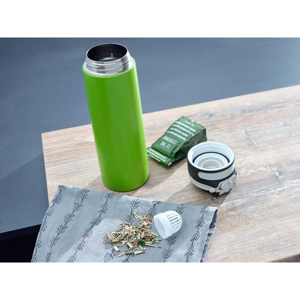 Leifheit termokande flip kop - 600 ml - rustfrit stål - grøn