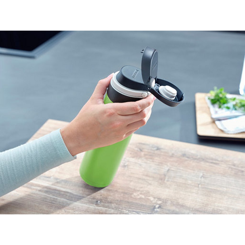 Leifheit termokande flip kop - 600 ml - rustfrit stål - grøn