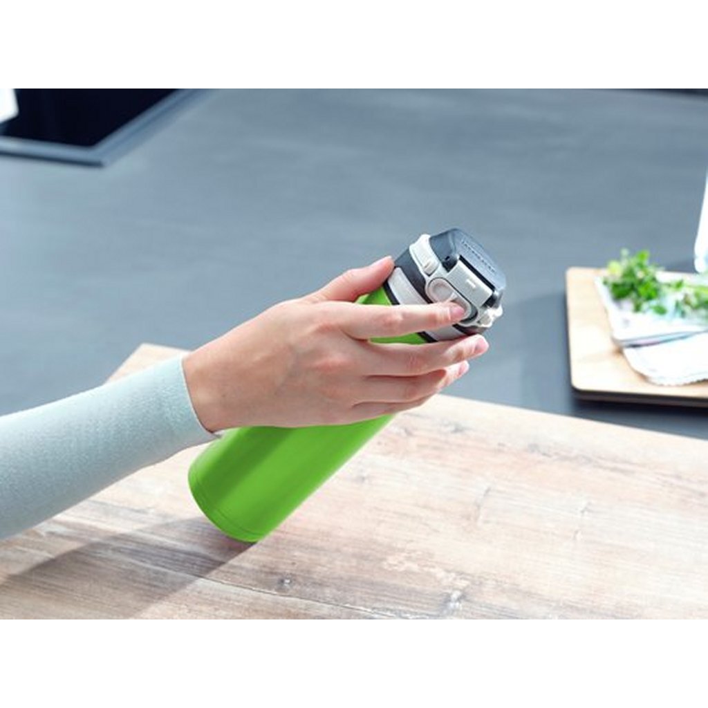 Leifheit termokande flip kop - 600 ml - rustfrit stål - grøn