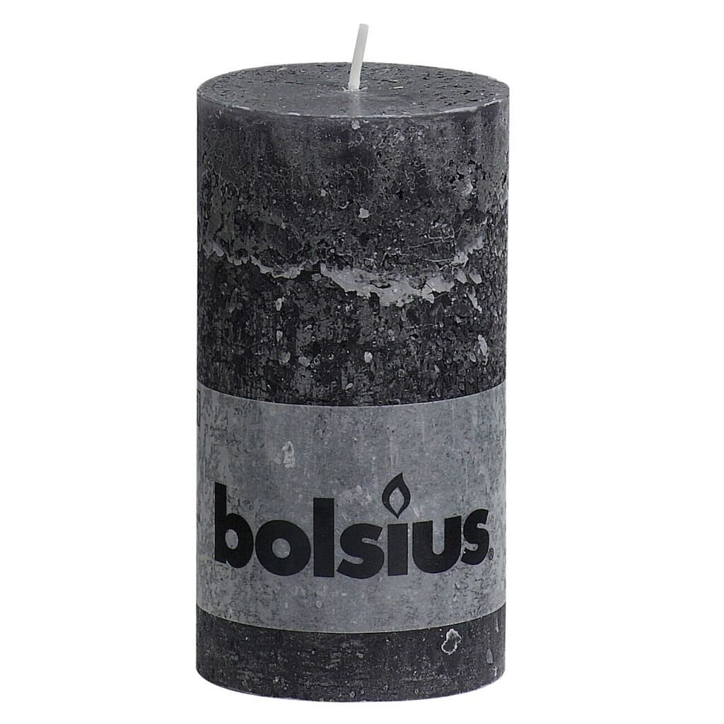 Bolsius rustik søjlelys 13x6,8 cm antracit