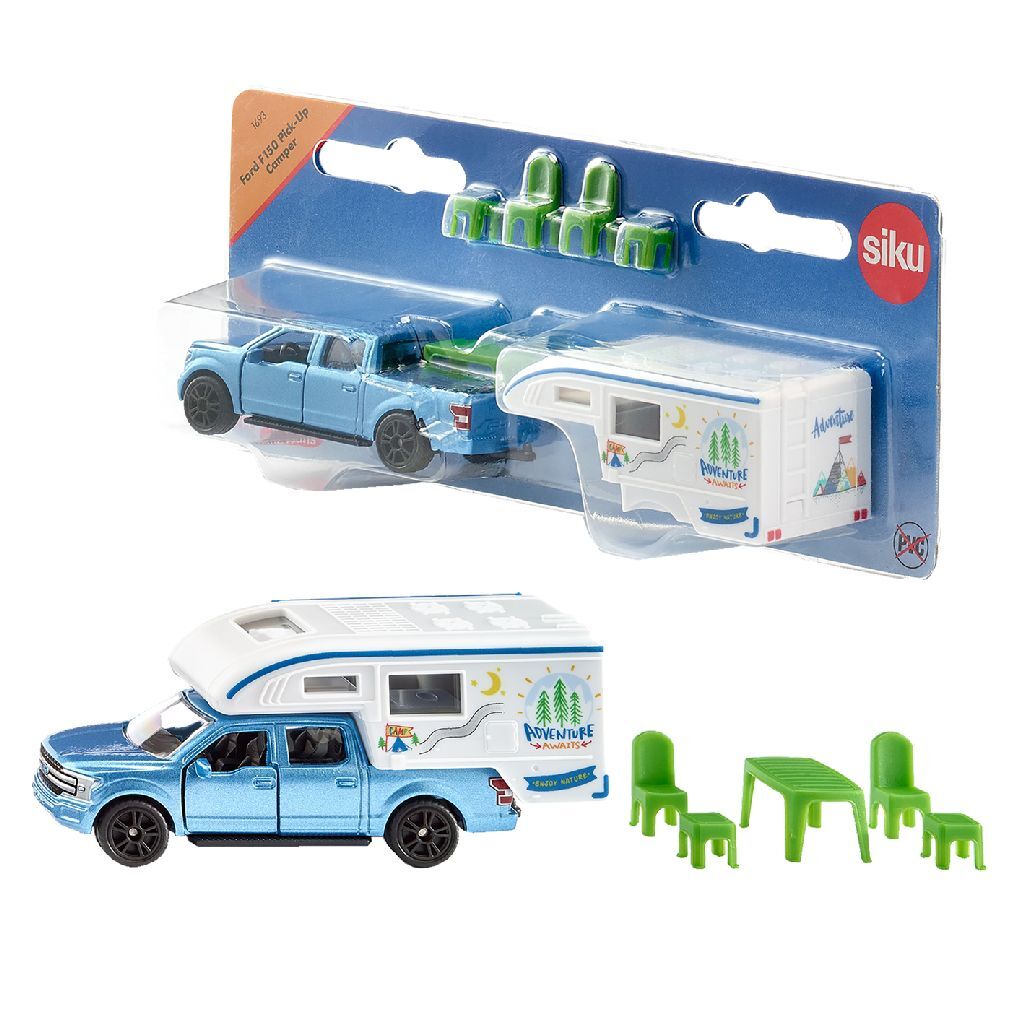 Siku 1693, ford f150 pick-up camper, blå 7-delt, metal plast