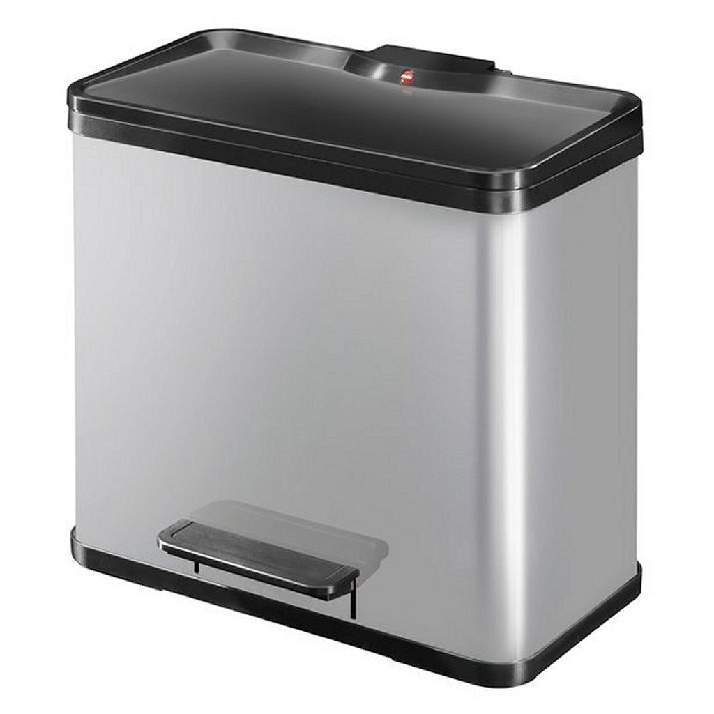 Hailo 0630-220 öko duo plus l pedalspand 17+9l rustfrit stål sølv