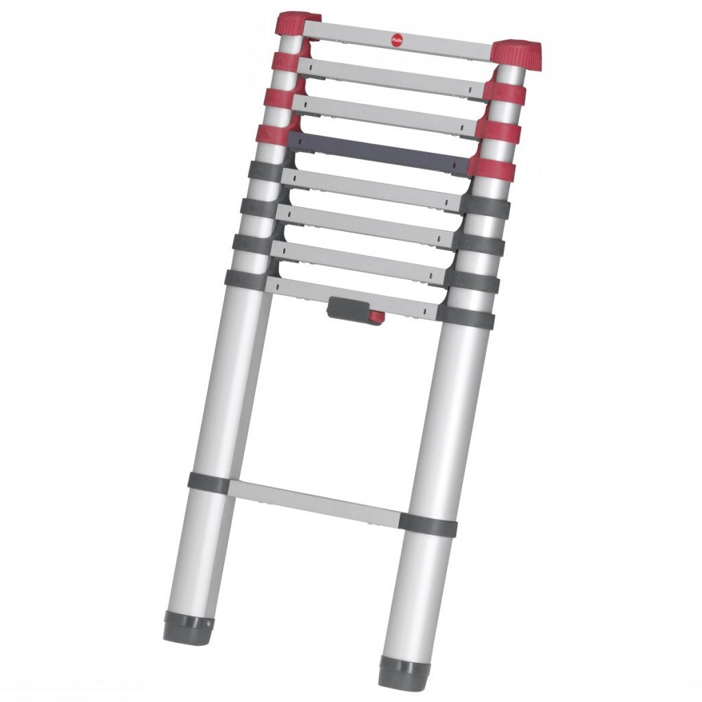 Hailo t80 aluminium teleskopstige 11 trin + stabiliseringsstang 103-322 cm