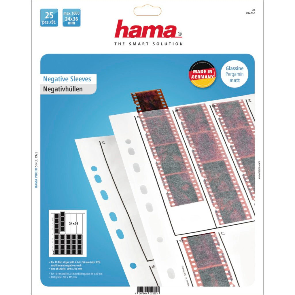 Hama negativ ærmer - a4 format - 10x4 - pergament - 24x36 mm - 25 stk.