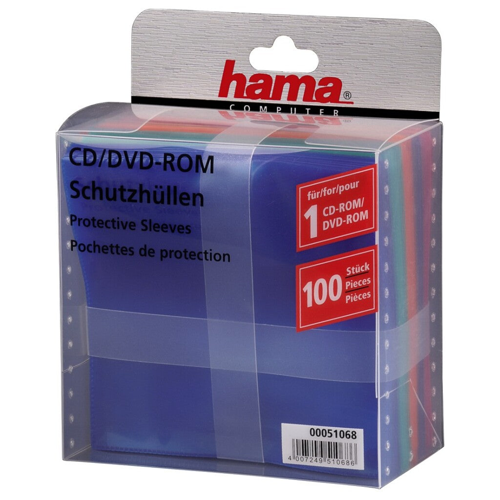 Hama CD DVD Blu-ray PP ærmer 100-pak multifarve