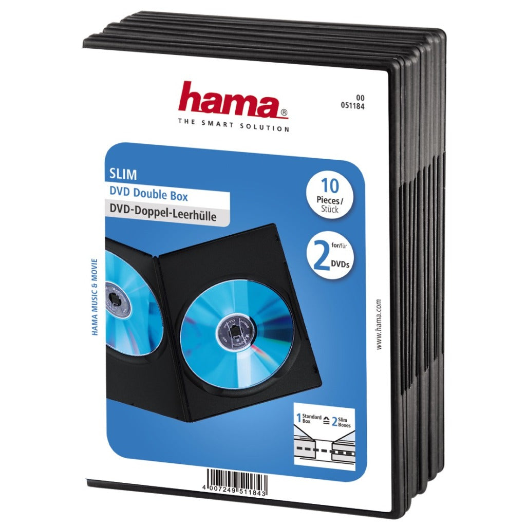 Hama DVD slim boks dobbelt sort 10 stk