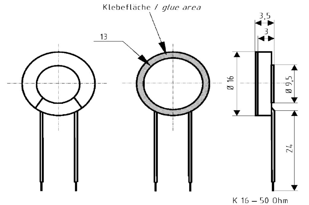 Visaton vs-k16 miniature højttaler 16 mm 50 ohm