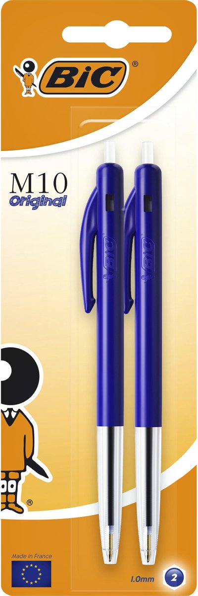 Bic kuglepen m10 clic blå medium blister