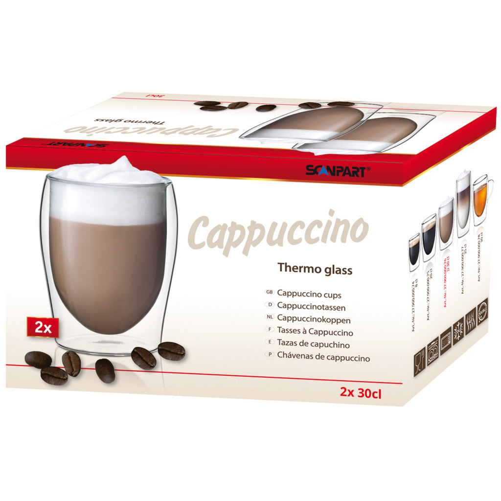 Scanpart dobbeltvæggede kaffeglas 300 ml - cappuccino - kaffeglas dobbeltvæggede - 2 stk.