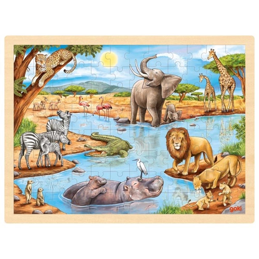 Goki puslespil - afrikansk savanne - 96 brikker - 40x30x0,8cm - træ - 3+